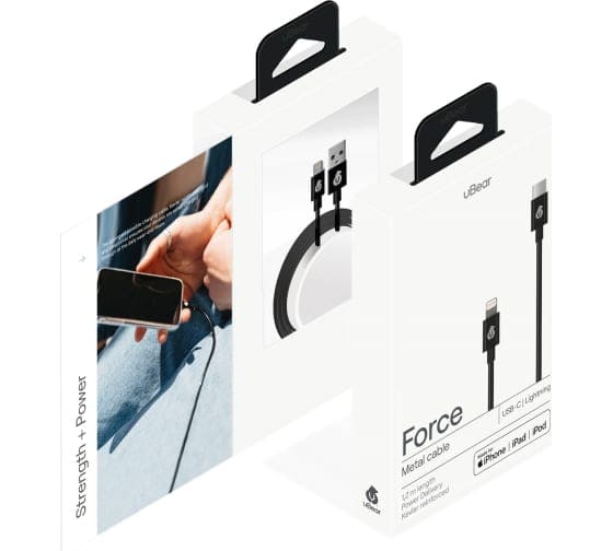 Зарядный провод uBear Force Metal USB - Lightning 1.2м, черный