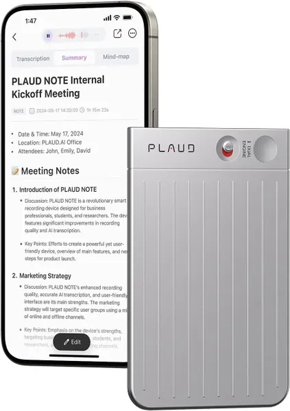 Диктофон Plaud Note с ChatGPT, серебристый